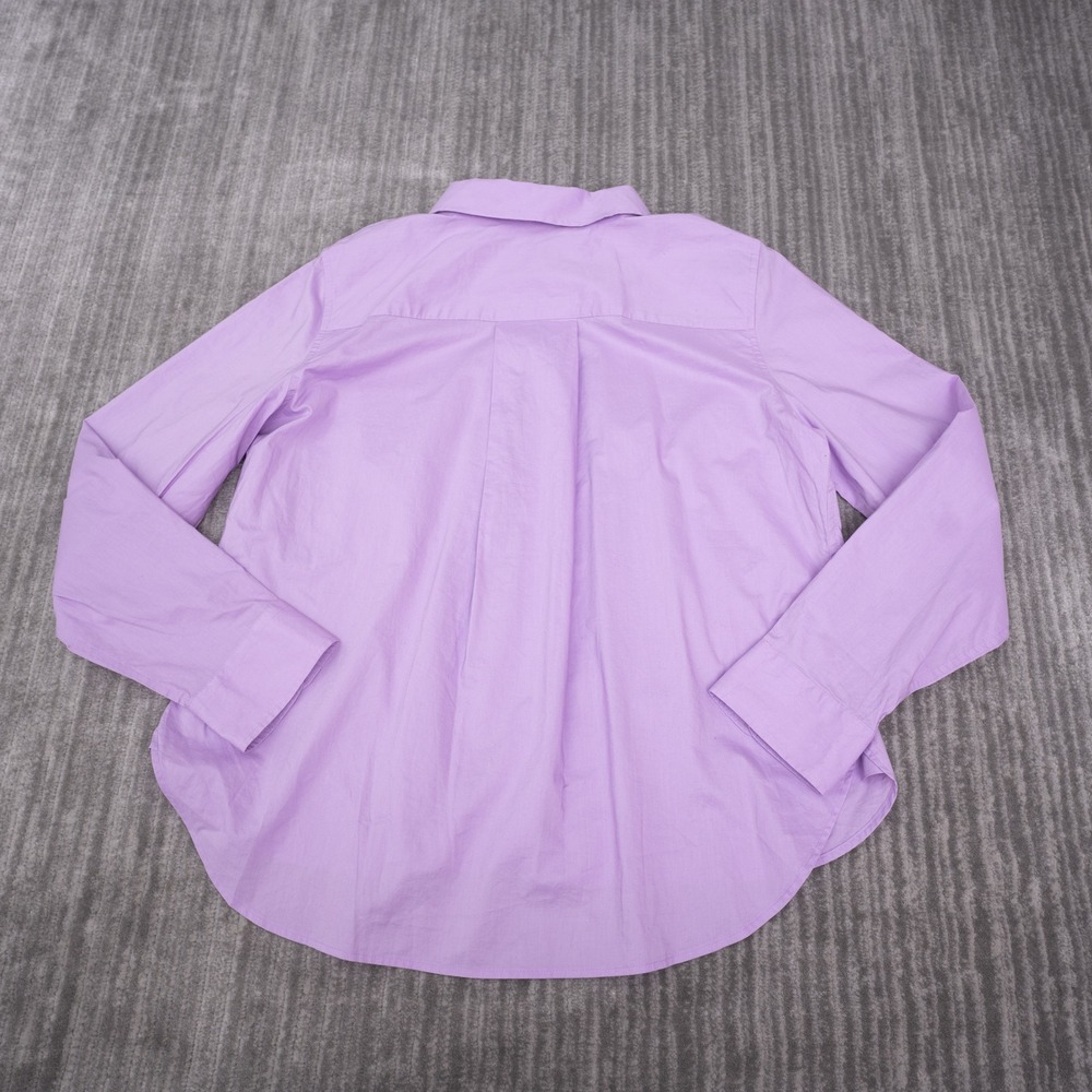 Talbots Button Up Shirt Women L Purple NWT Long Sleeve Cotton Pocket - Picture 2 of 9